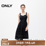 ONLY夏季甜美時尚蝴蝶結吊帶蛋糕裙連衣裙女|124207053 H1Z 黑色 M (165) 84A