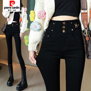 皮爾卡丹（pierre cardin）2025新款黑色魔術(shù)打底褲女春秋薄款外穿高腰鉛筆褲顯瘦彈 長(cháng)褲 單褲 S (80-95斤)
