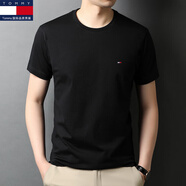 TOMMYBULL【版型好】湯米tommy中青年男士夏季薄款純色繡標商務(wù)休閑圓領(lǐng)寬 82001-黑色 2XL