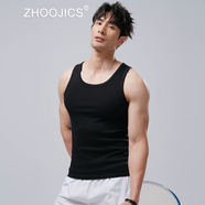 竹計(jì)（ZHOOJICS）品牌背心男夏季新款彈力修身休閑運(yùn)動(dòng)健身透氣緊身打底衫 黑色 XL
