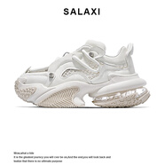 莎萊茜（SALAXI）2025夏季新款透氣老爹鞋網(wǎng)面情侶運(yùn)動休閑鞋厚底增高鞋男女士同款 白色 44 【男款】