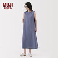 無(wú)印良品（MUJI）女式易干彈力泡泡紗無(wú)袖連衣裙女裝裙子長(cháng)裙25年夏季連身裙 煙熏藍色 M （160/84A）
