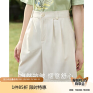 茵曼（INMAN）百搭休閑褲女春夏季舒適高腰遮胯顯瘦A字短褲子 淺杏色 28 