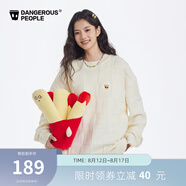 Dangerous people薛之謙dsp立體格子肌理毛巾繡花寬松百搭圓領毛衣 米白色 M