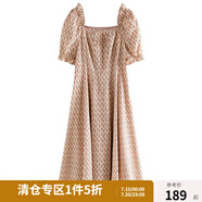 獨(dú)束大碼女裝法式浪漫復(fù)古方領(lǐng)碎花連衣裙女夏季微胖mm甜美減齡公主裙 復(fù)古花園-長款 L