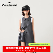 卓雅周末（JORYA weekend）25夏季新款學(xué)院風(fēng)復(fù)古甜美娃娃領(lǐng)直筒無袖連衣裙R220704C 灰色 M