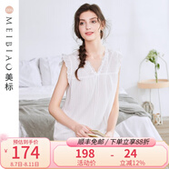 美標（MEIBIAO）商場同款純棉性感睡裙女士夏天宮廷風公主連衣裙子全棉甜美家居服 白色 XL (170)