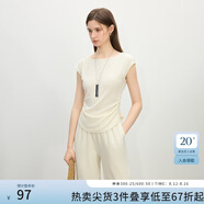 范思藍(lán)恩氣質(zhì)醋酸套裝女夏季2025新款一字領(lǐng)上衣直筒褲兩件套2132 象牙白上衣 S