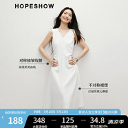 紅袖設(shè)計(jì)感氣質(zhì)連衣裙2025夏季新款女裝不對(duì)稱抽皺收腰V領(lǐng)顯瘦無袖裙 本白001 S