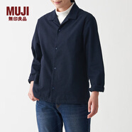 無(wú)印良品（MUJI） 男女通用法蘭絨開(kāi)領(lǐng)襯衫長(zhǎng)袖休閑百搭襯衣外套純棉全棉ACA71A1A 藏青色 XXS-XS 150/72A