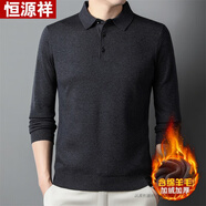 恒源祥精紡羊毛絨衫男士翻領(lǐng)衛衣2025春秋新款長(cháng)袖男t恤針織毛衣打底衫 深灰- 加絨 M 165【建議體重80-120斤】