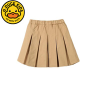 G.DUCKKIDS女童百褶裙半身裙2023秋冬韓版親子裝兒童季新款中大童JK短裙毛呢 褲袢款 卡其裙 160 cm