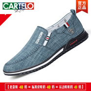 卡帝樂(lè)鱷魚（CARTELO）品牌男鞋夏季2025老北京布鞋男懶人鞋帆布鞋百搭休閑鞋一腳蹬鞋子 TY-S3藍(lán)色 39