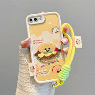 佩諾（PINO） iPhone6s/7/8手機殼蘋果6P/7P/8Plus保護套全包防摔卡通男女款潮刺繡公仔可愛SE2/SE3加厚外殼 【本博刺繡公仔】皮紋漢堡+掛繩 iPhone 7/8 版本