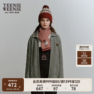 Teenie Weenie小熊女春季簡約復古法式絞花時髦中長款毛衣針織開衫 中灰色 L (170)