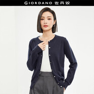 佐丹奴針織衫女精梳純棉抗起球空調(diào)衫氣質(zhì)圓領(lǐng)針織開衫女18354003