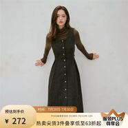 范思藍(lán)恩23FS14450法式復(fù)古文藝千鳥(niǎo)格吊帶連衣裙冬裝背心裙 摩卡棕（20毛） S