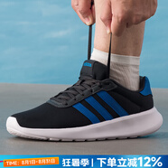 阿迪達斯（adidas）男鞋運動(dòng)鞋 25秋新款低幫緩震耐磨休閑鞋輕便透氣網(wǎng)面時(shí)尚跑步鞋 黑/藍/白/LITE RACER 3.0 44 （內長(cháng)270mm）