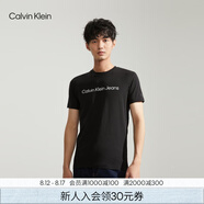 Calvin Klein Jeans夏季男女情侶中性年輕ck多色印花透氣修身短袖T恤J320931 BEH-太空黑 S （推薦120-130斤）