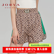 卓雅周末（JORYA weekend）戶外運動girl |2024春新款高腰撞色休閑運動戶外短褲 卡其色 M