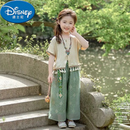 迪士尼（Disney）2025新款兒童國風(fēng)洋氣夏季女童民族風(fēng)夏裝短袖套裝新中式穿搭出游 國風(fēng)民族兩件套 110