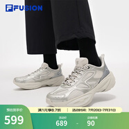 FILAFUSION斐樂(lè )潮牌【章昊同款】隕石2男鞋網(wǎng)面復古跑鞋機能運動(dòng)鞋男 白瑪瑙灰/霜凍杏仁金-WF 42
