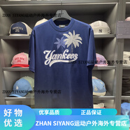 MLB韓國MLB代購24新款NY椰樹(shù)亮片印花休閑寬松短袖T恤3ATSX0343 藏藍-國內專(zhuān)柜1 L