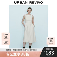 UR2025春季新款女裝法式氣質(zhì)通勤一字領(lǐng)無袖連衣裙UWM750004 米白 XL