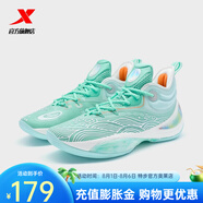 特步（XTEP）【門店同款】逆戰(zhàn)籃球鞋男24夏季包裹實(shí)戰(zhàn)耐磨球鞋 馬卡綠/帆白 44