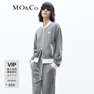 MO&Co.運動(dòng)風(fēng)絲絨感雙鏈MC章仔學(xué)院風(fēng)棒球服夾克外套設計感小眾 中花灰色 XS 155