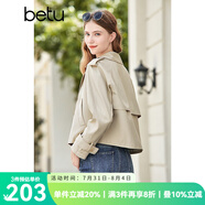 百圖betu女裝2023秋季新款風衣經典英倫風氣質翻領短款風衣女2308T56 卡其色 M