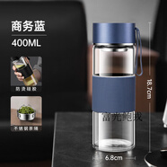 富光鋼化玻璃杯防摔防爆喝泡茶水杯男高硼硅父親節(jié)禮物單層2025新款子 【真摔不爛】藍(lán)400ML-送茶隔+防