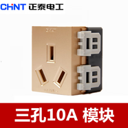 正泰（CHNT）開關插座面板120型五孔USB模塊NEW9E香檳金二三插功能鍵 10A三插