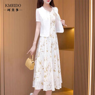 浪子閑話(huà)高端氣質(zhì)廣州十三行冰絲棉麻亞麻兩件套裝連衣裙子女2025超火夏季 綠葉 2XL 適合116-125斤