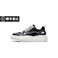 摩蓓 MOERBAI品牌男鞋2025夏季個(gè)性軟底潮鞋時(shí)尚休閑百搭小白鞋透氣增高老爹鞋 黑色（皮鞋碼） 41