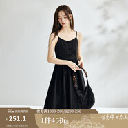 茵曼（INMAN）中式國風(fēng)盤扣女裝吊帶背心連衣裙2025夏季新品文藝高級(jí)氣質(zhì)A字裙 午夜黑 XL