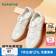 熱風(fēng)（Hotwind）男鞋春秋季新款德訓(xùn)鞋男士時尚休閑板鞋百搭純色小白鞋子系帶 米杏 （H14M3529） 42 260mm