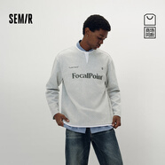 森馬（Semir）[商場同款]長袖T恤男拼接假兩件情侶裝2025秋季新款印花上衣 灰白色調(diào)00321 M
