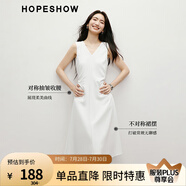 紅袖設(shè)計(jì)感氣質(zhì)連衣裙2025夏季新款女裝不對(duì)稱抽皺收腰V領(lǐng)顯瘦無(wú)袖裙 本白001 S