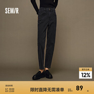 森馬（Semir）森柔牛仔牛仔褲女抓絨長褲冬季錐形褲顯瘦 牛仔水洗黑98201 165/70A/L
