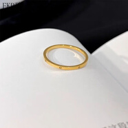 FKP999足金黃金冷淡風(fēng)極細素圈戒指女簡(jiǎn)約百搭疊戴ins個(gè)性食指尾戒 7號【建議100-115斤】胖東來(lái)同款 一字美戒胖東來(lái)同款