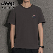 吉普（JEEP）國(guó)潮短袖T恤男夏季潮流簡(jiǎn)約圓領(lǐng)半袖體恤休閑百搭打底衫t恤上衣男 E02深灰色 S