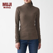 無(wú)印良品 MUJI 女式 羅紋 高領(lǐng)毛衣 BAG01A0A 長(zhǎng)袖針織衫 深咖啡色 XS