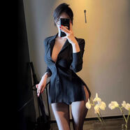 2025性感辣妹范V領(lǐng)收腰顯瘦夜店制服襯衫曲線長袖上衣 網(wǎng)紅外套西裝條紋 均碼80125斤