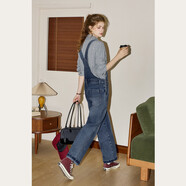 庫恩瑪維（KUHNMARVIN）減齡少女感牛仔背帶褲女2025年早秋新款休閑直筒連體褲子K35696 藍色 M