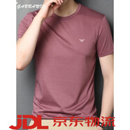 Emporio Armani夏季高端?！ばQ·絲短袖T恤男士圓領(lǐng)純色棉體恤衫 GR-8881皮粉 4XL 190