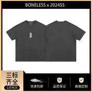 BONELESS經(jīng)典款重磅復(fù)古夏季純棉短袖寬松百搭情侶體恤ins 男女同款 深灰色 M