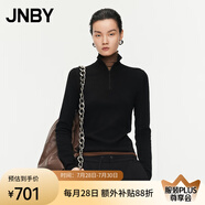 JNBY/江南布衣秋季半高領(lǐng)巴素蘭羊毛針織衫修身柔軟毛衣5O9310330 001/本黑 L