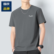 以純（YISHion）商場(chǎng)同款210g重磅短袖T恤男圓領(lǐng)潮流夏季長(zhǎng)絨棉T恤 138款至深灰 L [135至150斤合身e