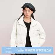 樂町少女朋克羽絨外套23秋冬新款三防女裝截短款?yuàn)A克式立領(lǐng)羽絨服 白（現(xiàn)貨） M